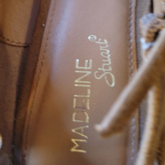 Madeline Stuart Brown Suede Peep Toe Wedges Size 8 - Picture 7 of 7